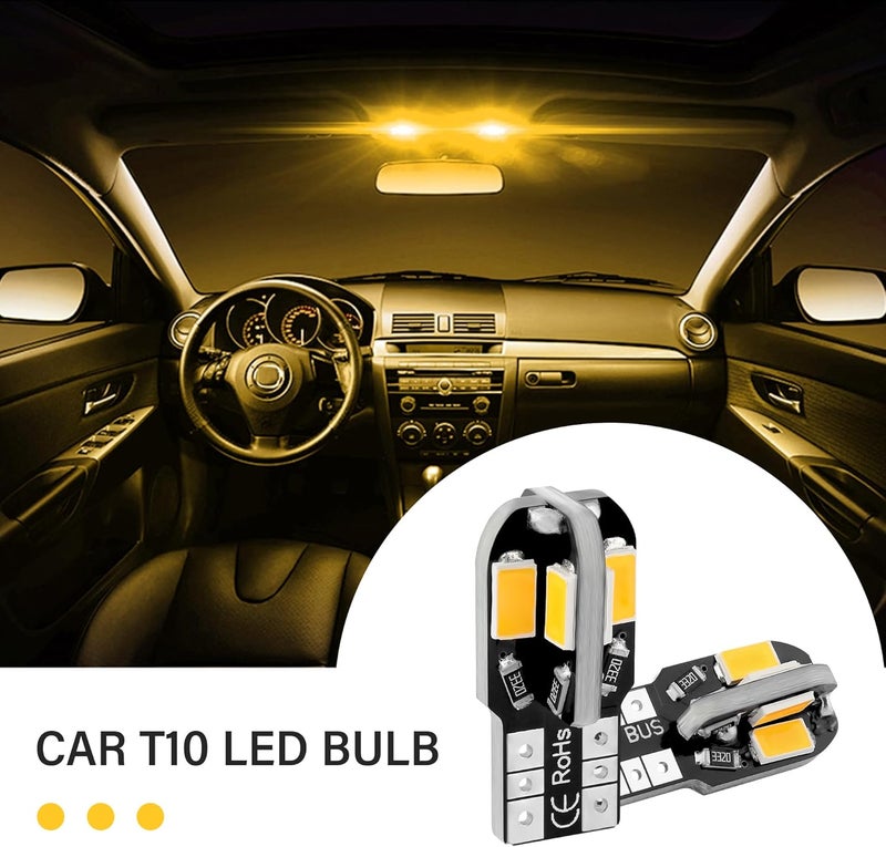 Stacool 10PCS T10 Interior Car Lights,12V Super Bright T10 LED Bulb for Map Lights,Reading Lights,License Plate Lights,Universal 5630 8SMD Car LED Lights Car Accessories for Most Cars (Yellow) - Image 3